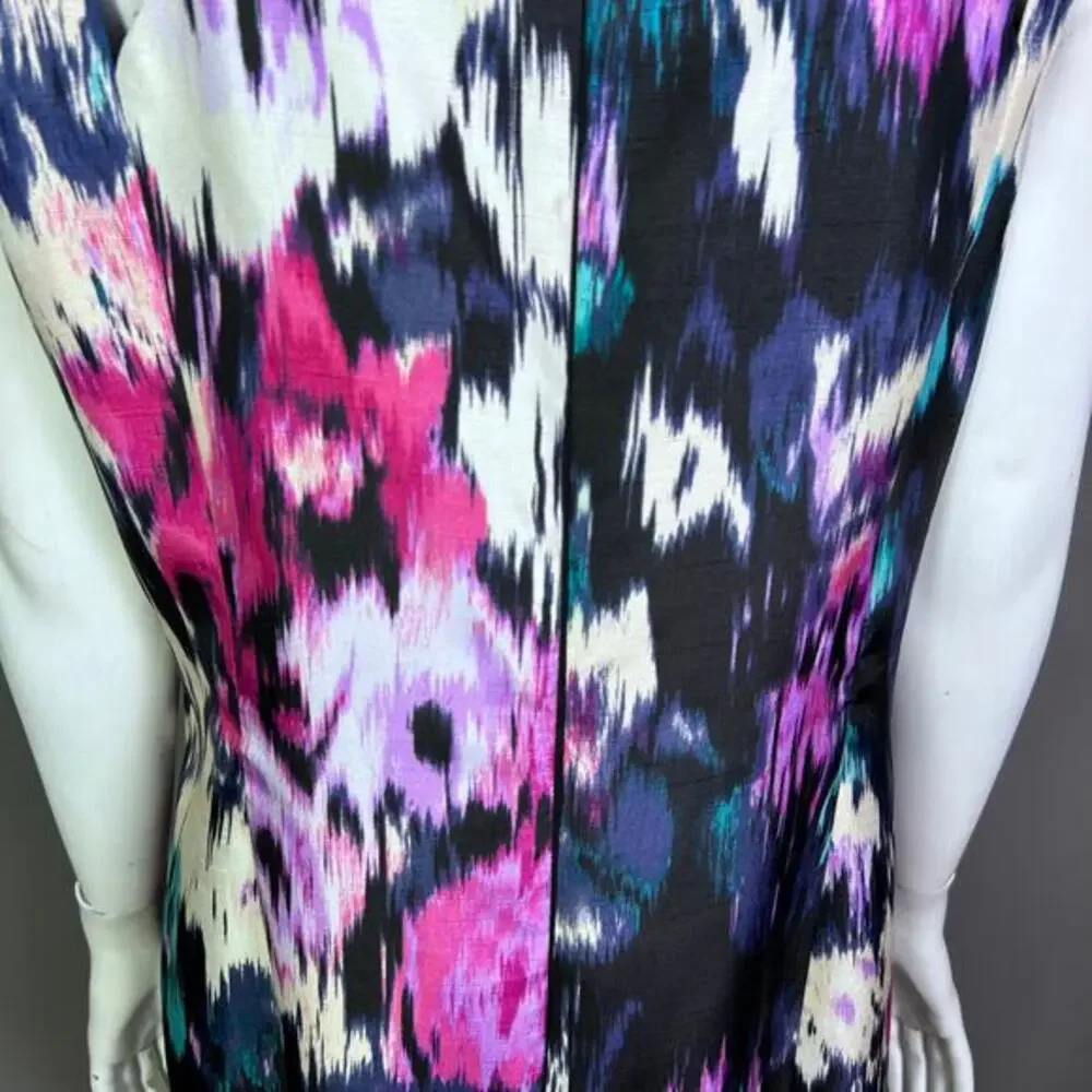 Tahari Sheath dress‎ size 12 India art to wear purple maximalist office cocktail - Picture 10 of 12